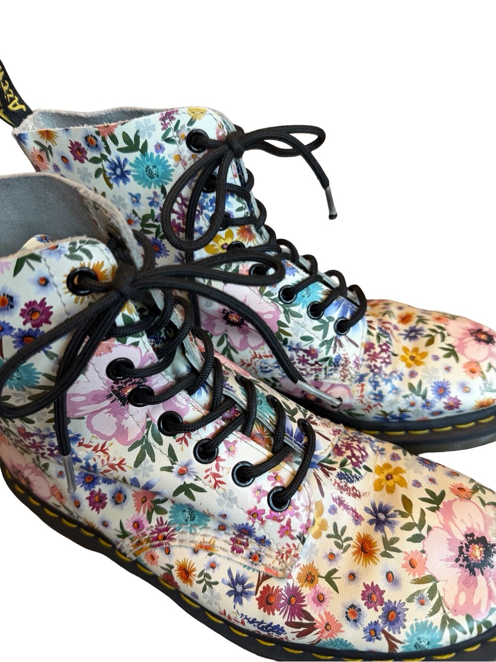 Dr. Martens Pascal Wanderlust Lace-Up Boots Bone Colorful Floral Size 9 Women's - Picture 6 of 11